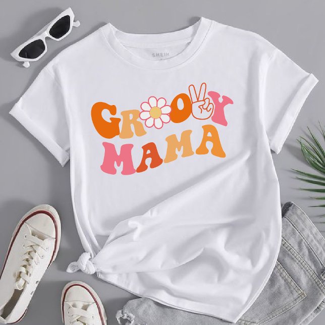 Retrogroovy mama Erste Geburtstagsmatching T-Shirt (Von Creator hochgeladen)
