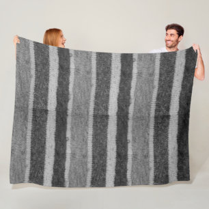 Retrohandgestrickte schwarz-weiße Streifen Fleecedecke