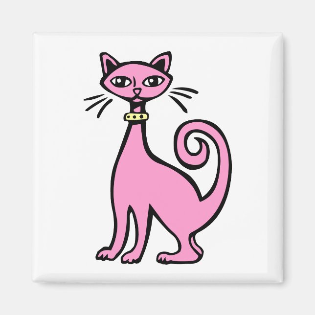 Retrokatze - Maßgeschneiderte Magnet (Vorne)