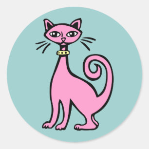 Retrokatze - Maßgeschneiderte Runder Aufkleber