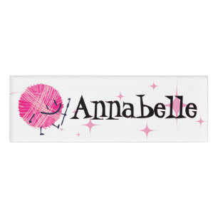 Retrokugel aus Garnkachelhaken zeigen Magneten Namenschild