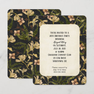 Retrolienmuster auf schwarzem Party laden ein Einladung