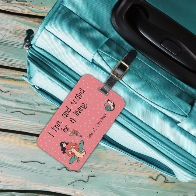 Retrolook der Girl aus rosa Punktgrün Gepäckanhänger (Von Creator hochgeladen)