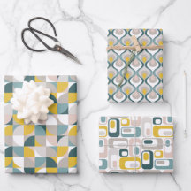 RetroMod Patterns Aqua Teal Blue Blush Pink Yellow