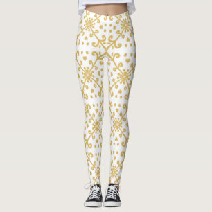 Retromuster aus Gold und Weiß Leggings