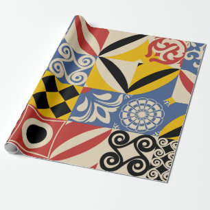 Retromuster aus hellen, einfachen geometrischen Fo Geschenkpapier