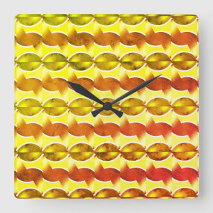 Retroorange 1970 quadratische wanduhr
