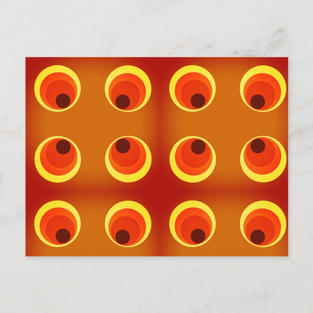 Retroorange, rot 1970 postkarte (Vorderseite)