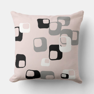 Retropinke und graue Geometrie Kissen