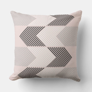 Retropinke und graue Geometrie Kissen