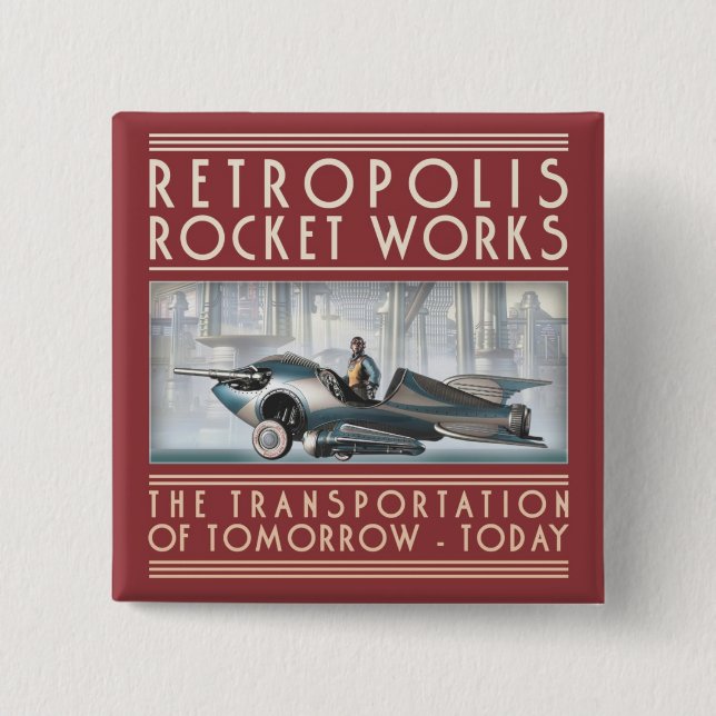 Retropolis Rocket bearbeitet quadratischen Knopf Button (Vorderseite)