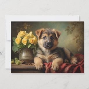 Retroportrait eines süßen deutschen Schäferhund-We Feiertagskarte