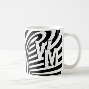 RetroRetro Schwarz-weißes Abstraktes Zebra-Muster  Kaffeetasse