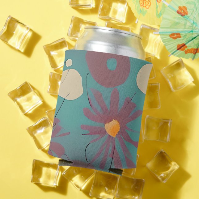 Retrosa und weiße Blume Dosenkühler (In Situ Sommer)