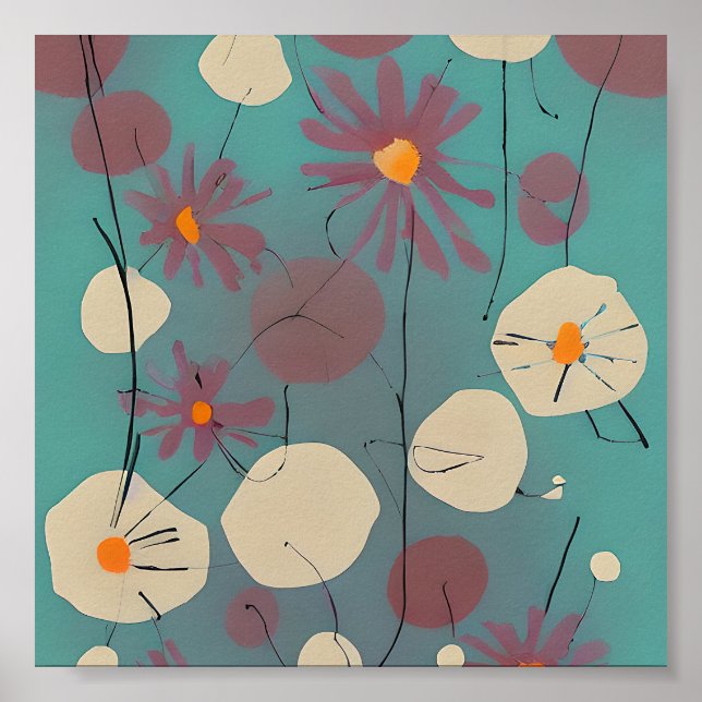 Retrosa und weiße Blume Poster (Vorne)