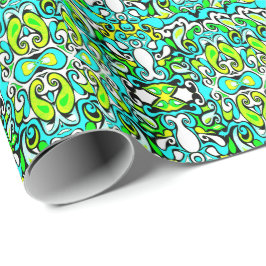 Retroschwirl doodle 60er 70er Vintage Verpackung Geschenkpapier