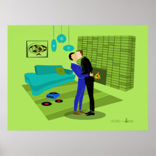 Retroschwules Paar in Liebe Poster