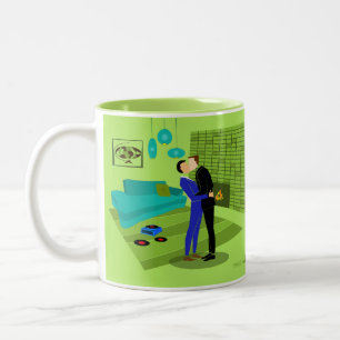 Retroschwules Paar in Liebe Zweifarbige Tasse
