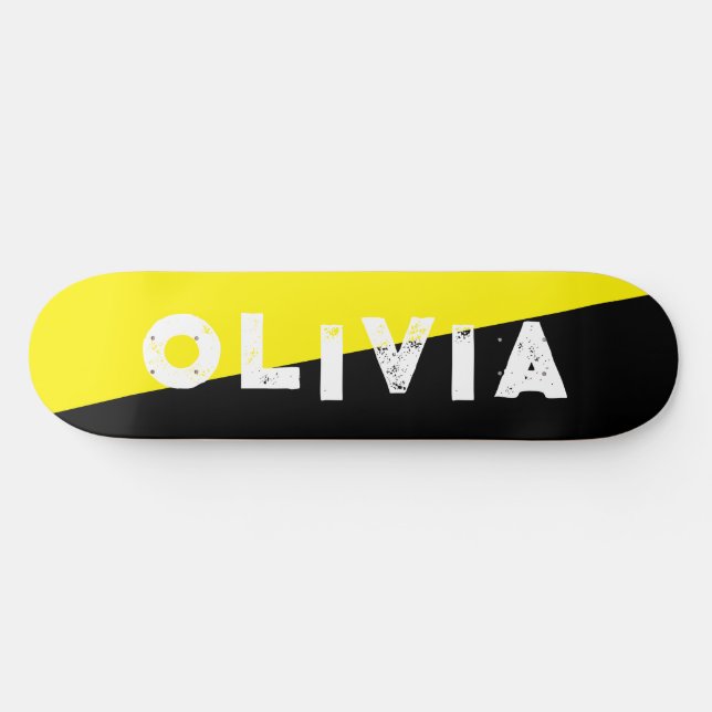 Retrosplit auf dem gelben und schwarzen Skateboard (Horizontal)