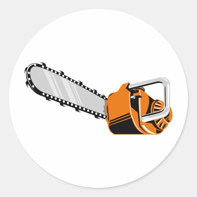 Retrostil der Kettensäge Runder Aufkleber (Vorderseite)