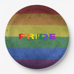 Retrostil des LGBT-Regenbogendrucks Pappteller