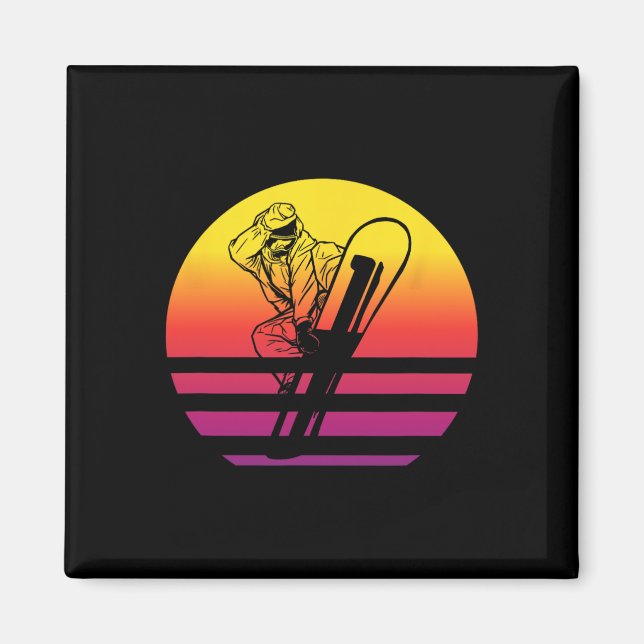 Retrostil des Snowboardens Vintag 1 Magnet (Vorne)