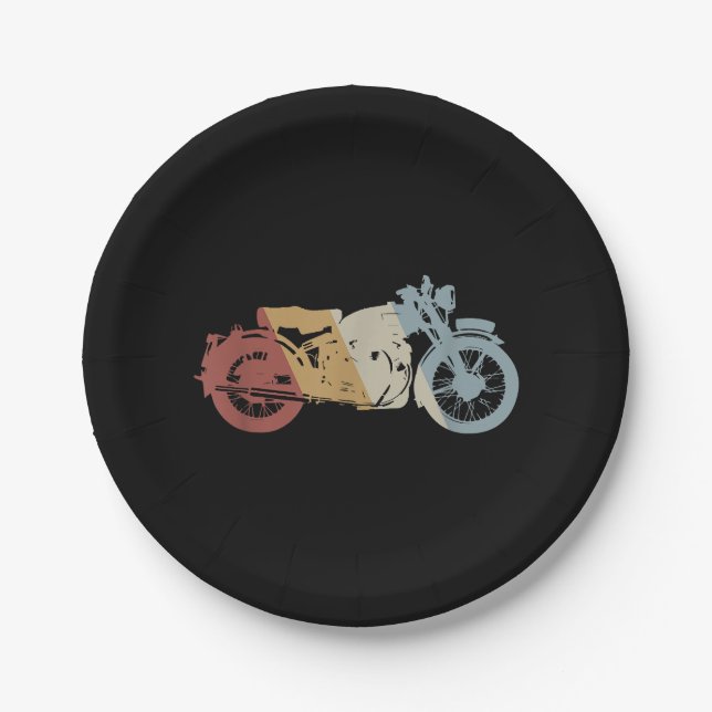 Retrostil für Motorräder Vintag Pappteller (Vorderseite)