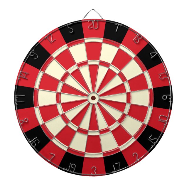 Retrostil in Rot, Schwarz und Creme Dartscheibe (vorne)