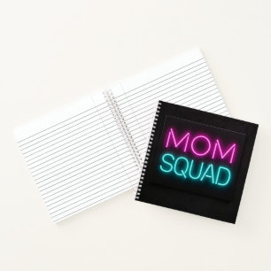 Retrostil "Mama Squad" Neon rosa und aquamarin Notizbuch
