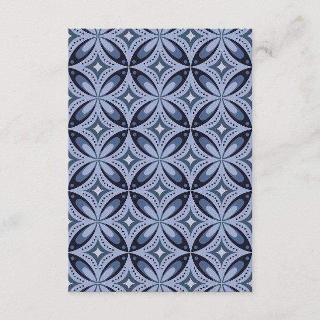 Retrostil mit blauem geometrischem Muster Hinweiskarte (Vorderseite)