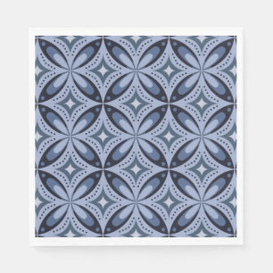 Retrostil mit blauem geometrischem Muster Serviette