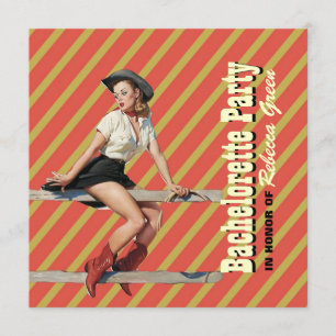 Retrostreifen Cowgirl Western Junggeselinnen-Absch Einladung