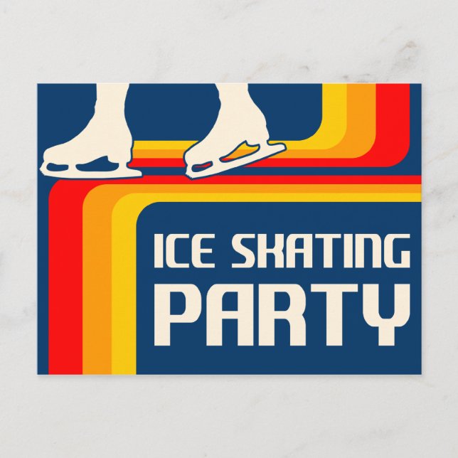 Retrostreifen Eis Skaten Party Einladung (Vorderseite)
