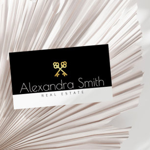 Retrotasten aus schwarzem Gold, reales Anwesen Visitenkarte