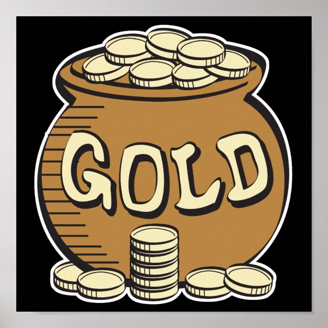 Retrotopf aus Gold Poster (Vorne)