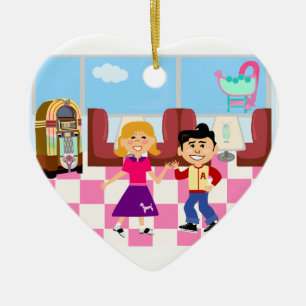 Retroville Sock Hop Diner Keramikornament