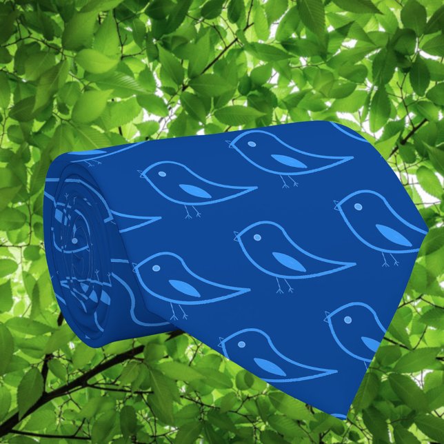 Retrovögel in blau - moderne Krawatte (Von Creator hochgeladen)