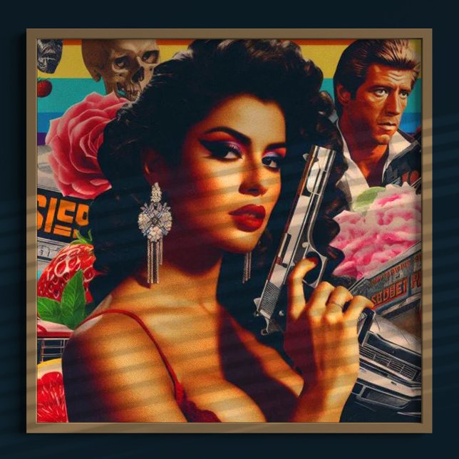 Retrowave Action Woman Poster (Von Creator hochgeladen)