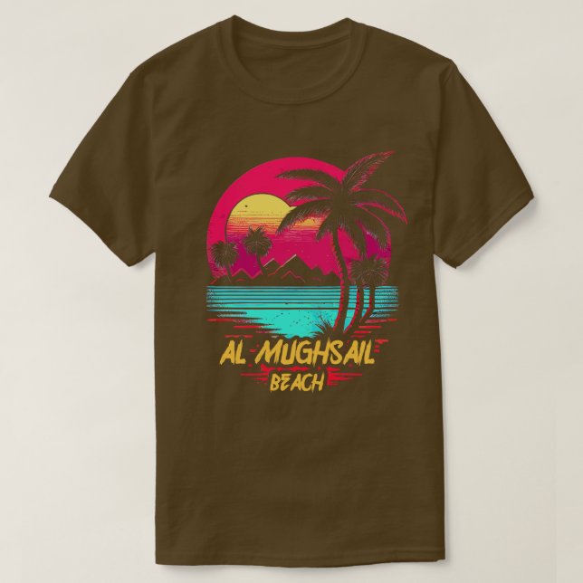 Retrowave Beach Al Mughsail Beach T-Shirt (Design vorne)