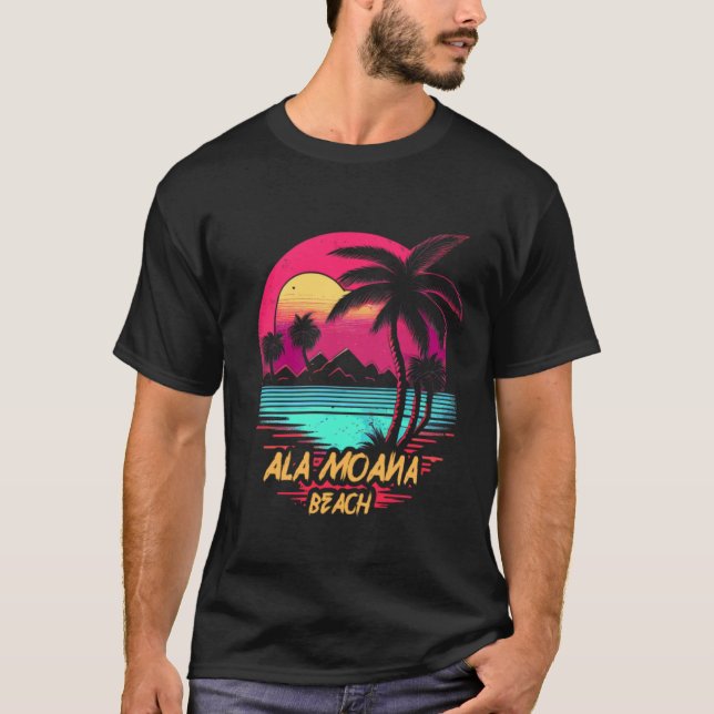 Retrowave Beach Ala Moana Beach T-Shirt (Vorderseite)