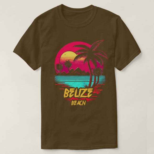 Retrowave Beach Belize Beach T-Shirt (Design vorne)