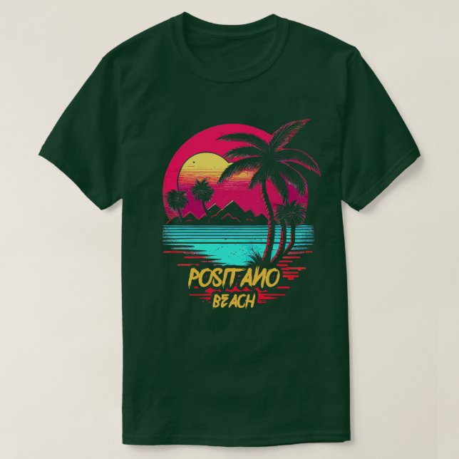 Retrowave Beach Positano Beach T-Shirt (Design vorne)