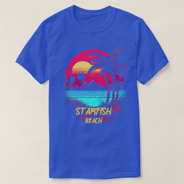 Retrowave Beach Starfish Beach T-Shirt (Design vorne)