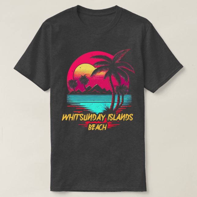 Retrowave Beach Whitsunday Islands Beach T-Shirt (Design vorne)