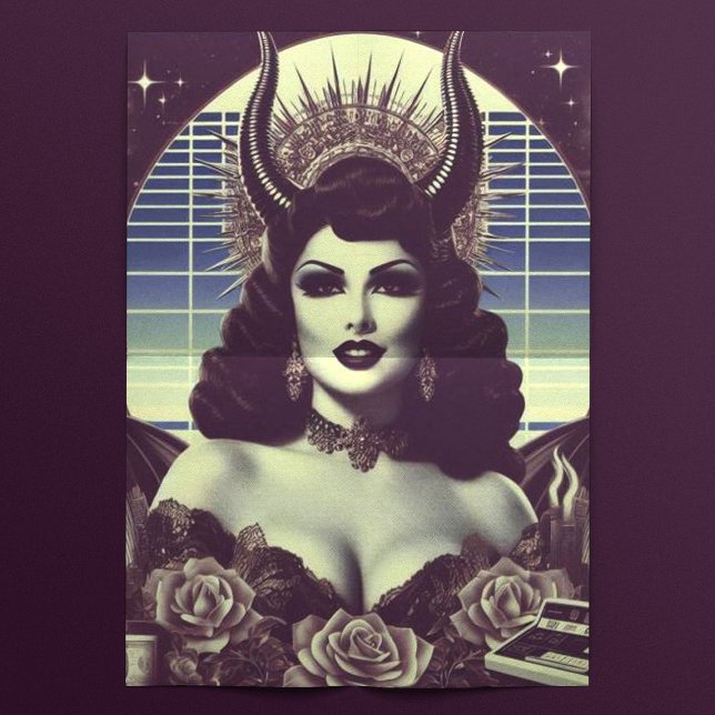 Retrowave Devilish Woman Seidenpapier (Von Creator hochgeladen)