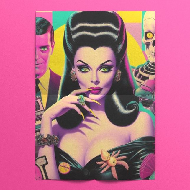 Retrowave Goth Woman Collage Seidenpapier (Von Creator hochgeladen)