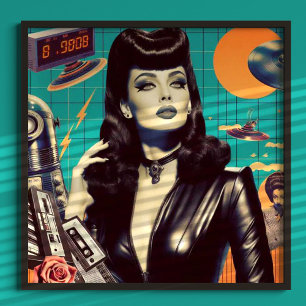 Retrowave Goth Woman Poster