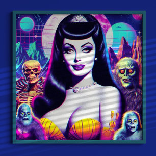 Retrowave Gothic Woman Poster