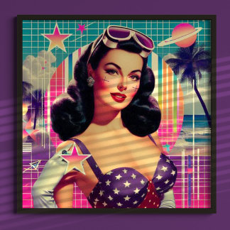 Retrowave-Niedlich-Pinup Poster
