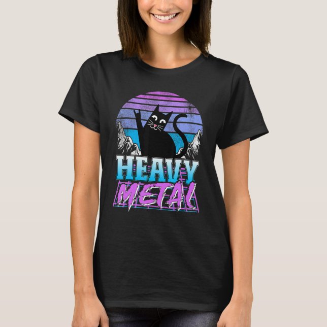Retrowave Pastel Goth Cat 80er Synthwave Retro Hea T-Shirt (Vorderseite)